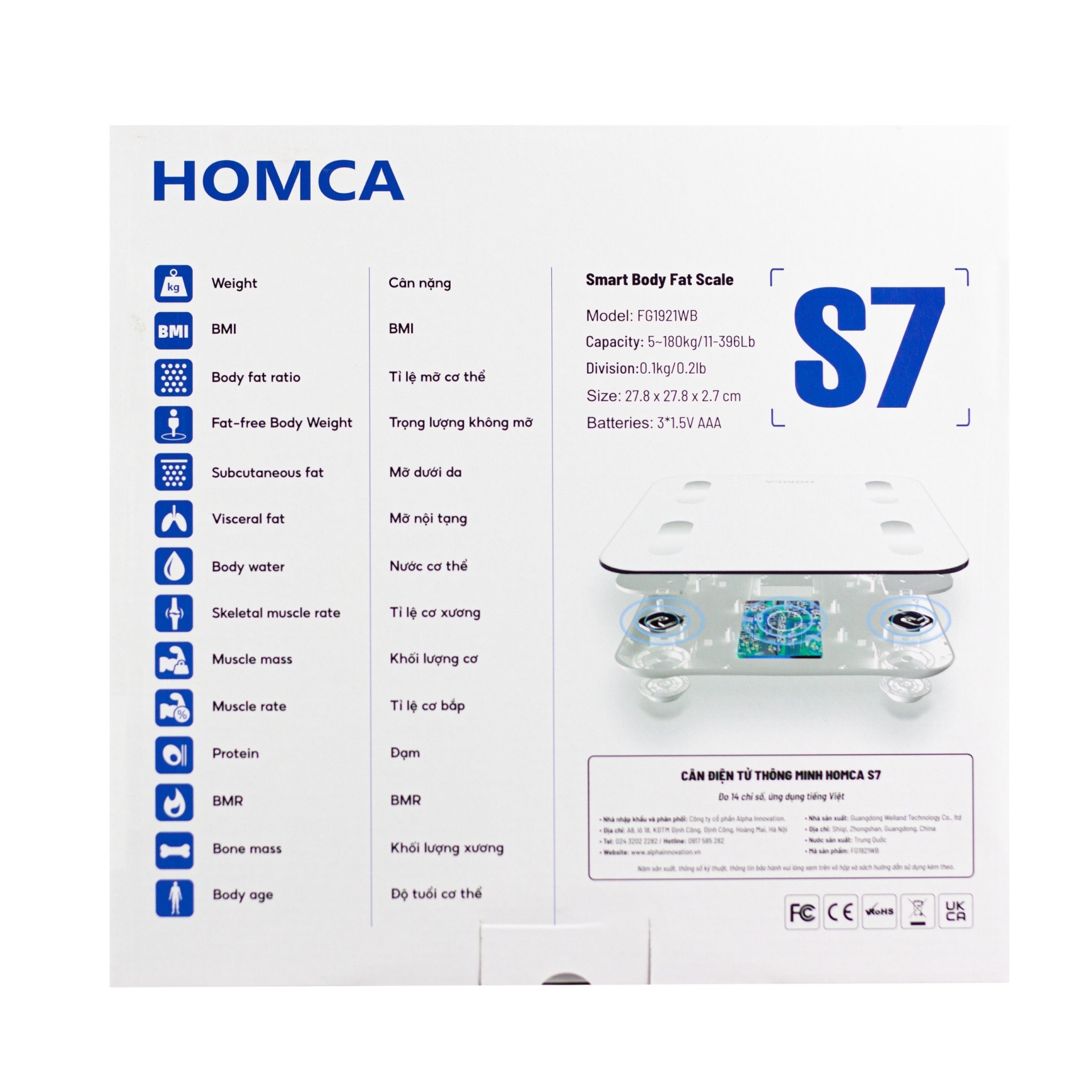 Cân điện tử thông minh HOMCA S7