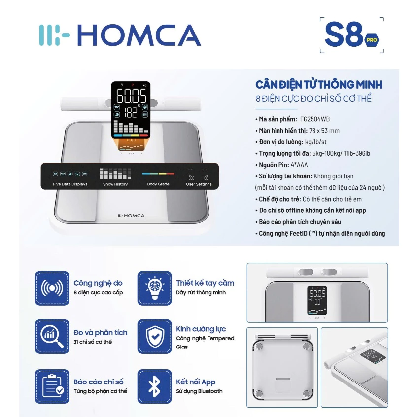 Cân điện tử thông minh HOMCA S8Pro